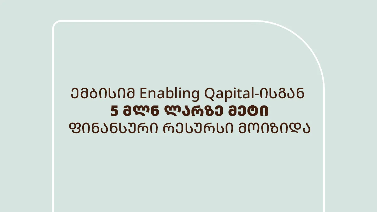 ემბისიმ Enabling Qapital-ისგან 5 მლნ ლარზე მეტი ფინანსური რესურსი მოიზიდა