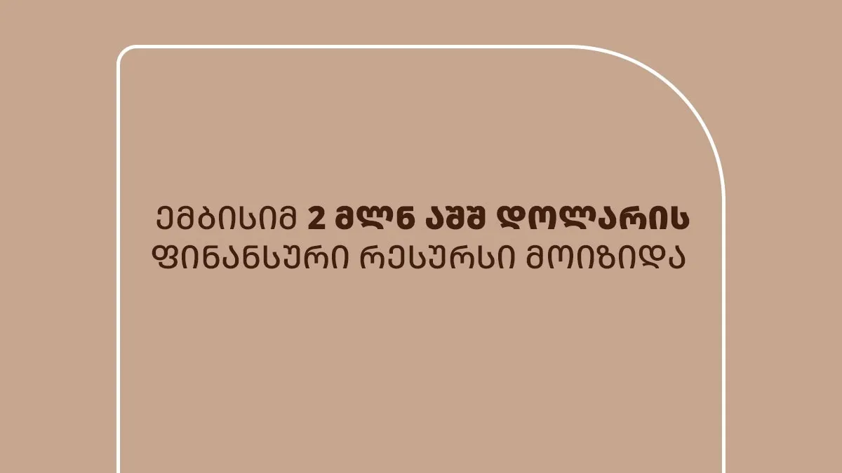 ემბისიმ 2 მილიონი აშშ დოლარის ინვესტიცია მოიზიდა