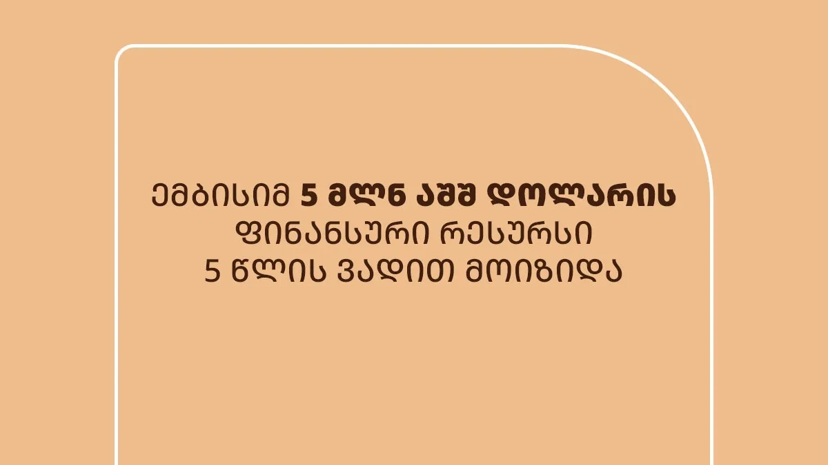 ემბისიმ INECOBANK-სგან 5მლნ აშშ დოლარის ფინანსური რესურსი 5 წლის ვადით მოიზიდა